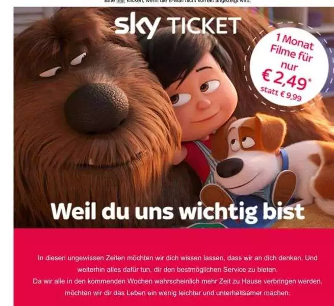 Sky Ticket Angebot für Bestandskunden