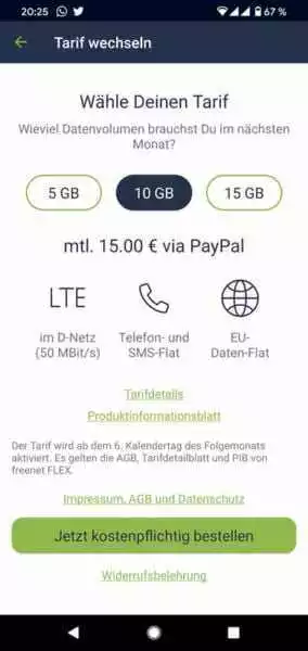 Freenet Flex Tarif wechseln