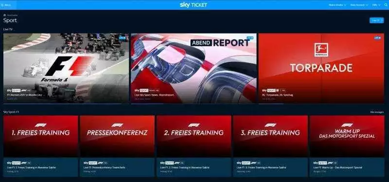 Die Formel 1 bei Sky Ticket