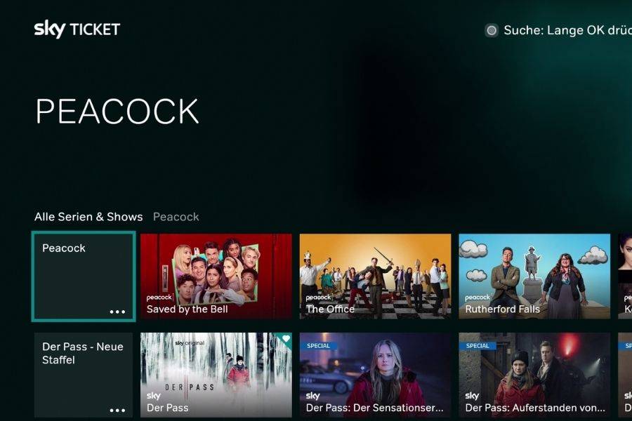 Peacock in der Sky Ticket App für Amazon Fire TV
