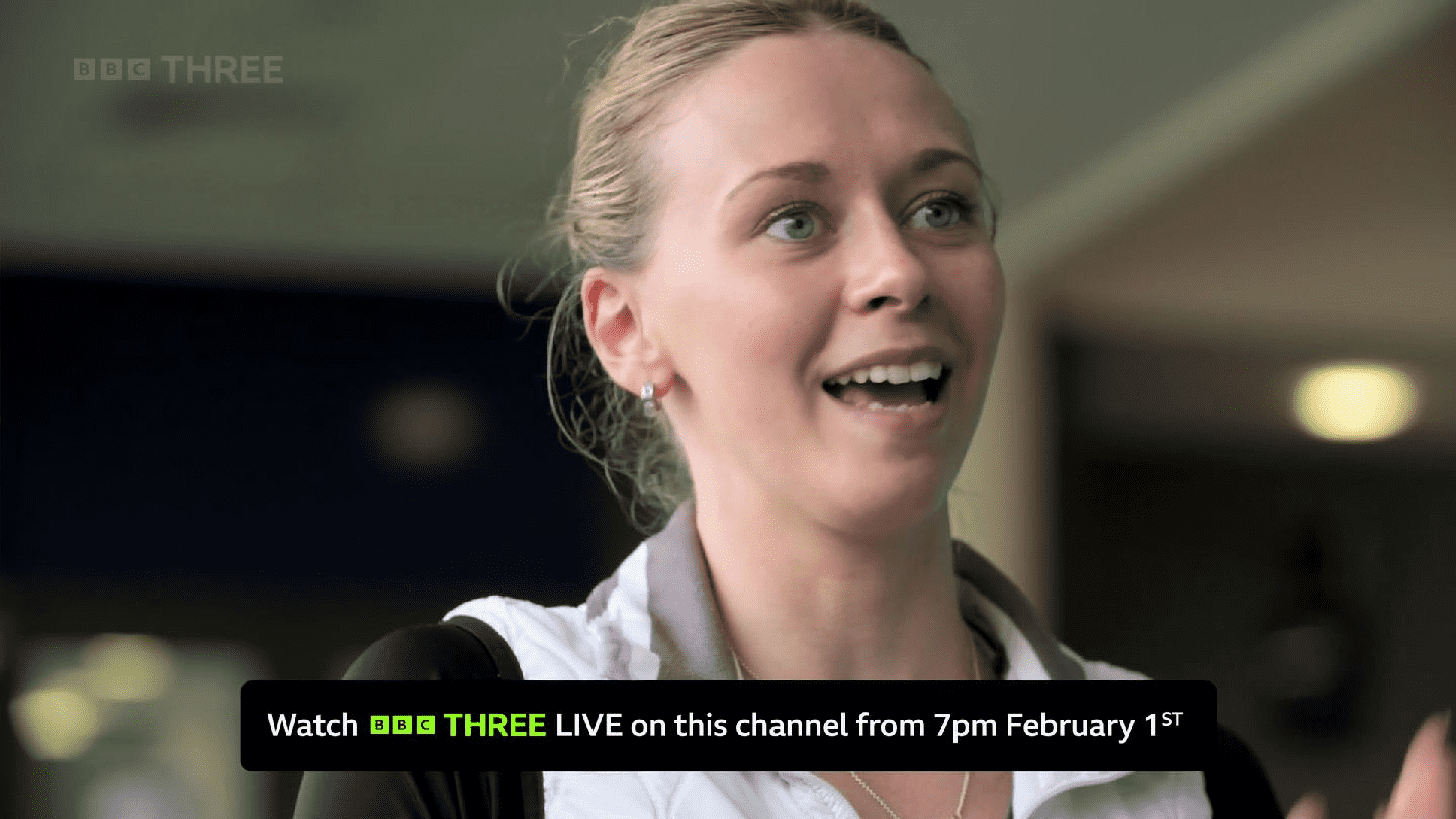 Hinweis auf den Start von BBC Three am 1. Februar