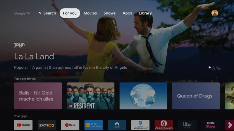 Google TV Oberfläche