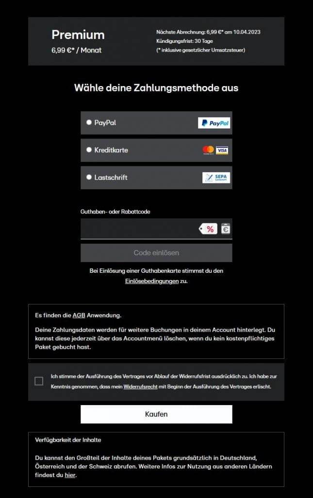 Zahlungsmethode RTL+