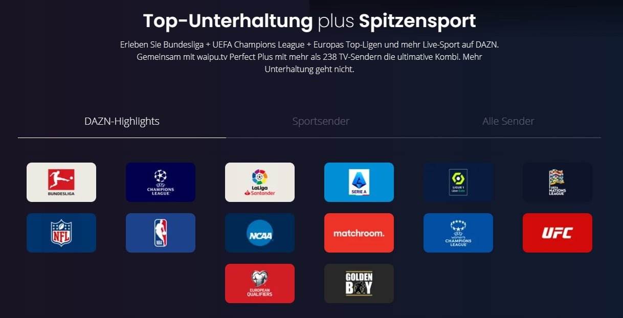 Screenshot waipu.tv DAZN