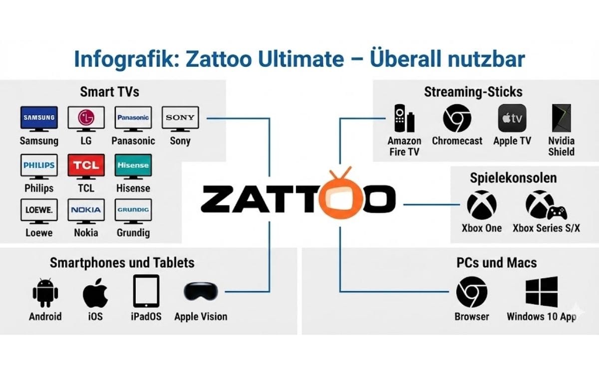 Zattoo Ultimate auf verschiedenen Geräten