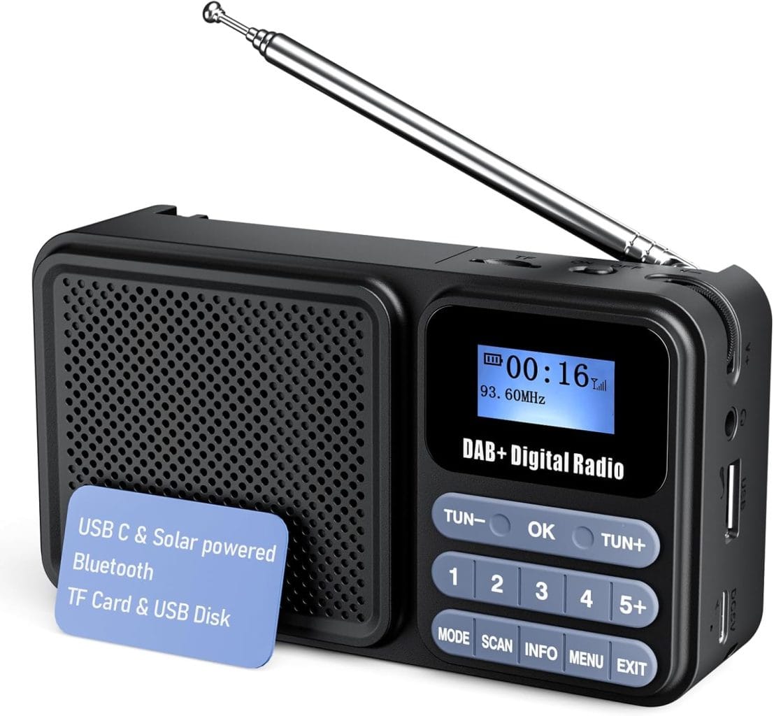 Gallypek tragbares DAB+ Radio Radio mit Bluetooth 5.0 und Solarladen